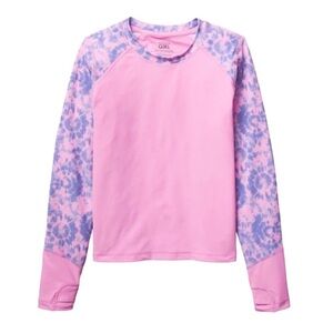 Athleta Girl Long Sleeve Rashguard Free Spirit Quartz Pink Tie Dye 12